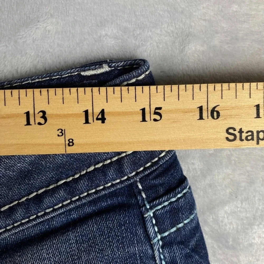 Miss Me Jeans Womens 28 Blue Signature Boot Flared Flap Pocket Dark Wash Denim - Picture 11 of 16